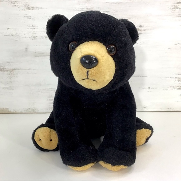 Anico Int’l Other - Anico Black Bear Plush 12” Stuffed Animal Toy Realistic Cuddly Soft Shimmery Fur